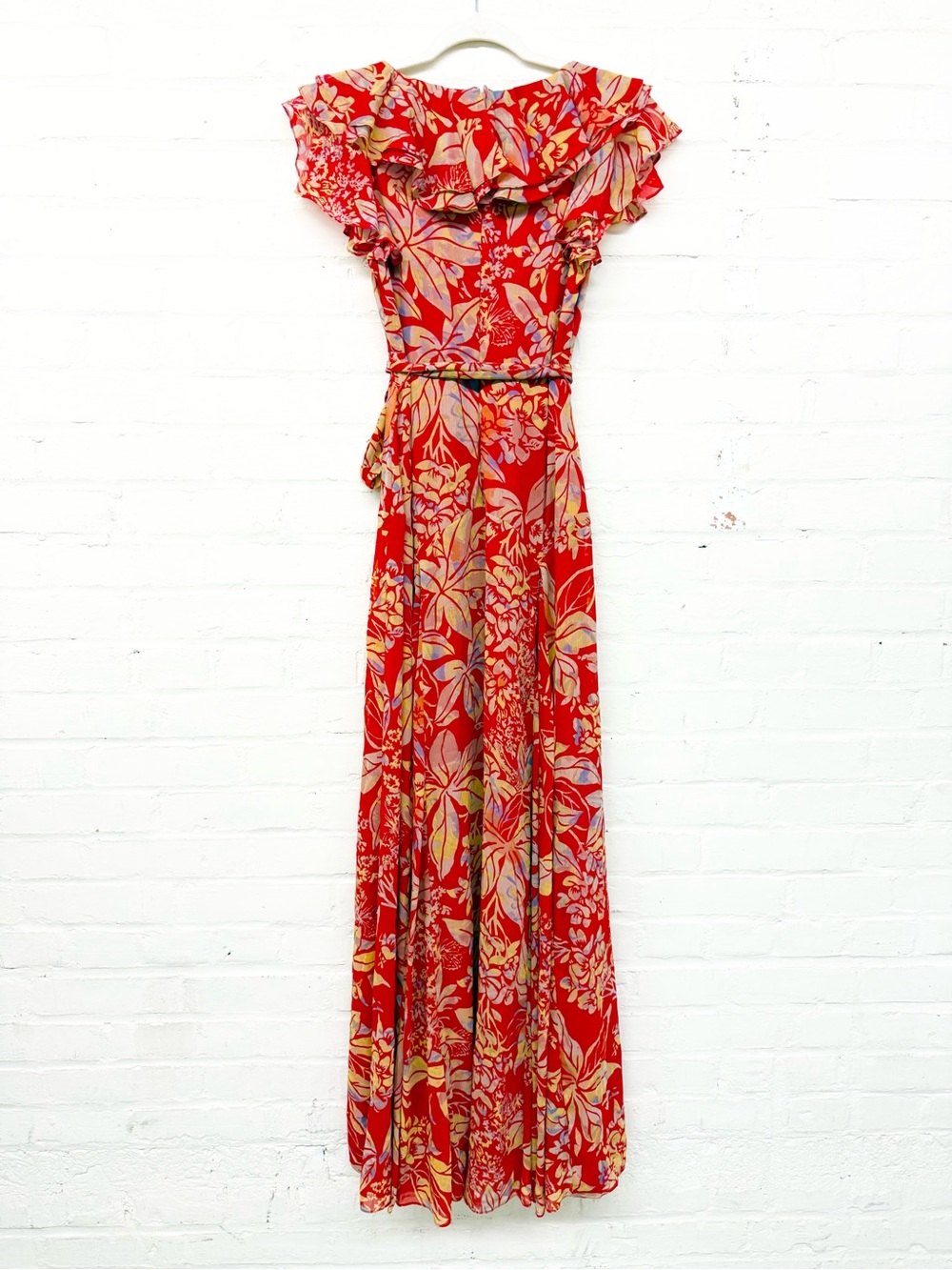NWT Lauren Ralph Lauren Red Floral Printed Empire-Waist Belted Maxi Dress - Picture 8 of 10